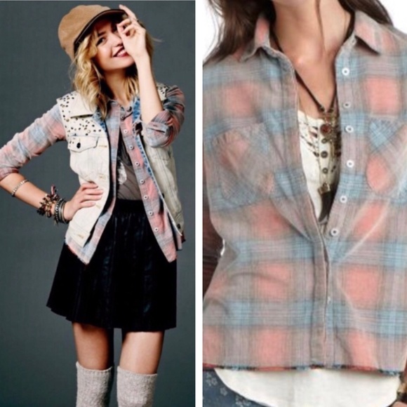 SOLD! Free People corduroy plaid shirt - Picture 3 of 8
